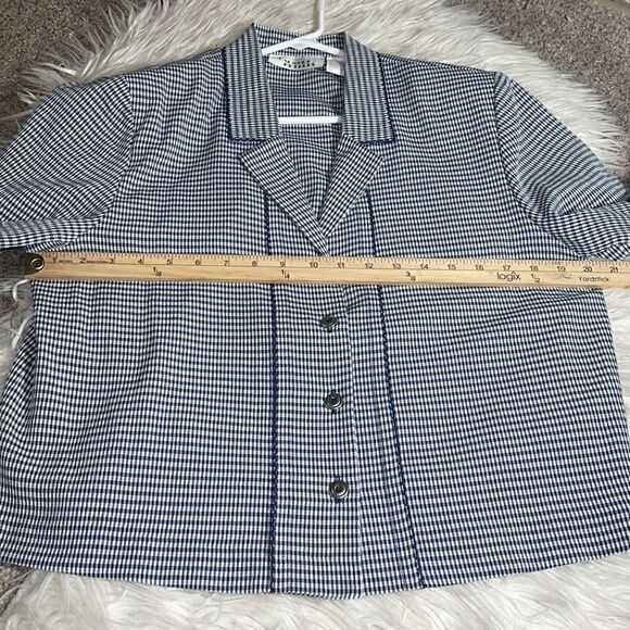 Vintage Halmode Top Womens 12 Petite gingham short sleeve light button up shirt - Picture 4 of 9